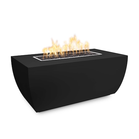 The Outdoor Plus 84 Rectangular Avalon Fire Pit, Powder Coated Metal, Black, Natural Gas OPT-AVLPC8424E12V-BLK-NG